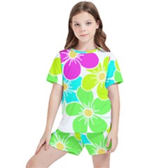 Colorful Flower T- Shirtcolorful Blooming Flower, Flowery, Floral Pattern T- Shirt Kids  Tee And Sports Shorts Set by maxcute