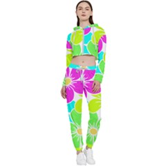 Colorful Flower T- Shirtcolorful Blooming Flower, Flowery, Floral Pattern T- Shirt Cropped Zip Up Lounge Set by maxcute