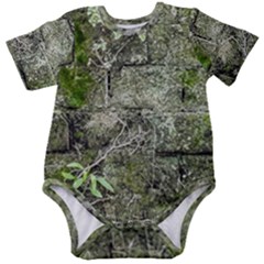 Old Stone Exterior Wall With Moss Baby Short Sleeve Bodysuit by dflcprintsclothing