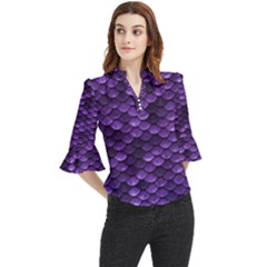 Purple Scales! Loose Horn Sleeve Chiffon Blouse