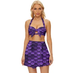 Purple Scales! Vintage Style Bikini Top And Skirt Set  by fructosebat