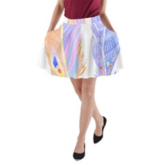 Feathers Design T- Shirtfeathers T- Shirt A-line Pocket Skirt