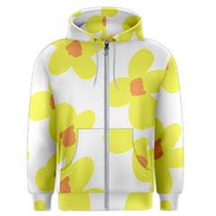 Floral Pattern T- Shirt Yellow Flowers T- Shirt Men s Zipper Hoodie