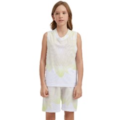 Flower Design T- Shirt Beautiful White And Yellow Artistic Flower T- Shirt Kids  Basketball Mesh Set