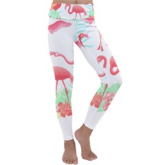 Flower Flamingo T- Shirt Floral Birds Flower Flamingo T- Shirt Kids  Lightweight Velour Classic Yoga Leggings by maxcute