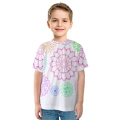 Flower Pattern T- Shirt Colorful Groovy Flower Pattern Outline T- Shirt Kids  Sport Mesh Tee