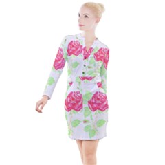 Flowers Art T- Shirtflower T- Shirt (1) Button Long Sleeve Dress by maxcute