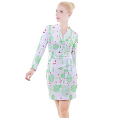 Flowers Art T- Shirtflowers T- Shirt (12) Button Long Sleeve Dress by maxcute