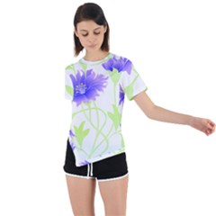 Flowers Art T- Shirtflowers T- Shirt (17) Asymmetrical Short Sleeve Sports Tee by maxcute