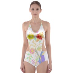 Flowers Art T- Shirtflowers T- Shirt Cut-out One Piece Swimsuit by maxcute