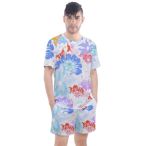 Flowers Illustration T- Shirt Sunshine Blossoms Men s Mesh Tee And Shorts Set by maxcute