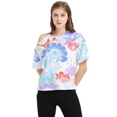 Flowers Illustration T- Shirt Sunshine Blossoms One Shoulder Cut Out Tee by maxcute