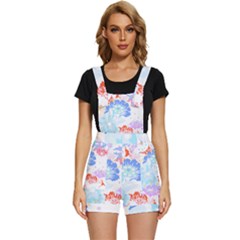 Flowers Illustration T- Shirt Sunshine Blossoms Short Overalls