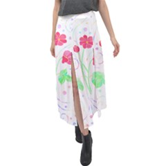 Flowers Illustration T- Shirtflowers T- Shirt (3) Velour Split Maxi Skirt by maxcute