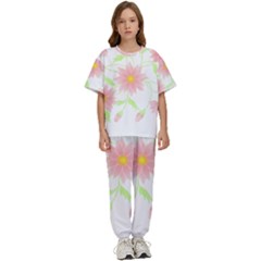 Flowers Lover T- Shirtflowers T- Shirt (5) Kids  Tee And Pants Sports Set