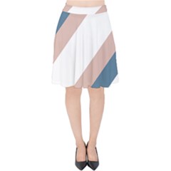 Geometric Abstract Art T- Shirt Mountain River Pattern Velvet High Waist Skirt