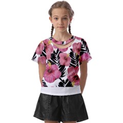 Hawaii T- Shirt Hawaian Floral Pattern T- Shirt Kids  Front Cut Tee by maxcute