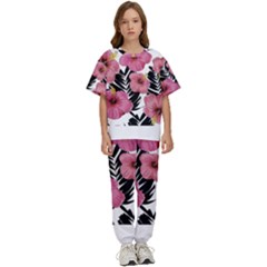 Hawaii T- Shirt Hawaian Floral Pattern T- Shirt Kids  Tee And Pants Sports Set