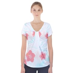 Hawaii T- Shirt Hawaii Efflorescence Pattern T- Shirt Short Sleeve Front Detail Top by maxcute