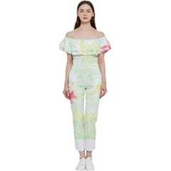 Hawaii T- Shirt Hawaii Flora Garden T- Shirt Off Shoulder Ruffle Top Jumpsuit by maxcute