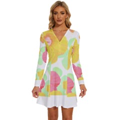 Hawaii T- Shirt Hawaii Floral Summer T- Shirt Long Sleeve Deep V Mini Dress 