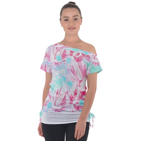 Hawaii T- Shirt Hawaii Glumiflorales Pattern T- Shirt Off Shoulder Tie-up Tee by maxcute