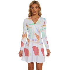 Hawaii T- Shirt Hawaii Hawaian Trend T- Shirt Long Sleeve Deep V Mini Dress 