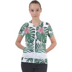 Hawaii T- Shirt Hawaii Leather Flower Garden T- Shirt Short Sleeve Zip Up Jacket