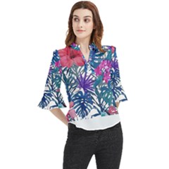 Hawaii T- Shirt Hawaii Valley Garden T- Shirt Loose Horn Sleeve Chiffon Blouse