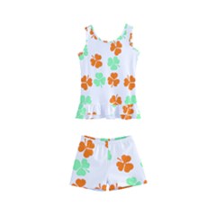 Irish T- Shirt Shamrock Pattern In Green White Orange T- Shirt Kids  Boyleg Swimsuit by maxcute