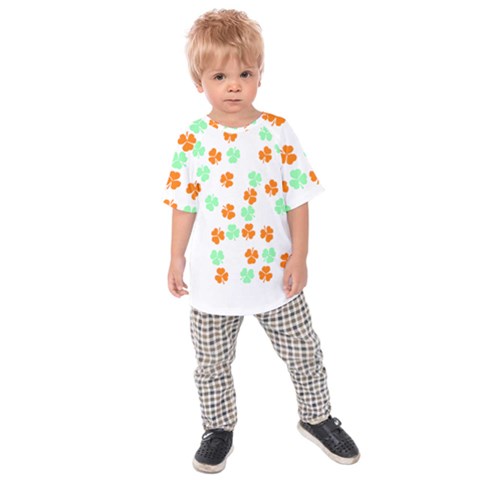 Irish T- Shirt Shamrock Pattern In Green White Orange T- Shirt Kids  Raglan Tee by maxcute