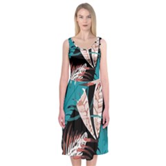 Jungle T- Shirt Jungle Paradise Botanical T- Shirt Midi Sleeveless Dress