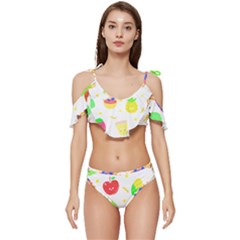 Kawaii Doodle T- Shirt Kawaii Doodle Food Illustration T- Shirt Ruffle Edge Tie Up Bikini Set	 by maxcute