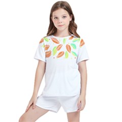 Leaves Design T- Shirtleaves T- Shirt (1) Kids  Tee And Sports Shorts Set