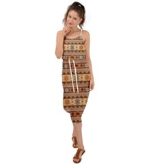 Southwest-pattern-tan-large Waist Tie Cover Up Chiffon Dress by SouthwestDesigns