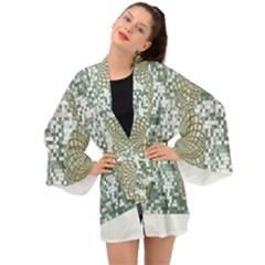 Mandala T- Shirt Green Mandala Lotus Flower Of Life Sacred Geometry Pattern Print T- Shirt Long Sleeve Kimono by maxcute