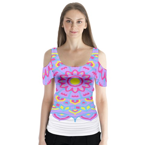 Mandala T- Shirt Mandala Art T- Shirt Butterfly Sleeve Cutout Tee  by maxcute