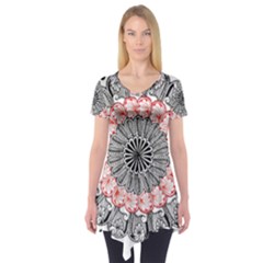 Mandala T- Shirt Sprinkled Mandala T- Shirt Short Sleeve Tunic  by maxcute