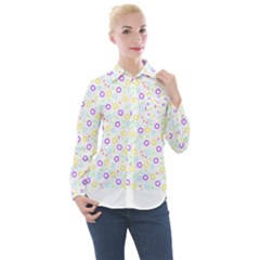 Pattern T- Shirt Círculos Coloridos T- Shirt Women s Long Sleeve Pocket Shirt