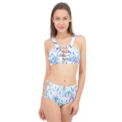 Pattern T- Shirt Glamorous Twenties Art Deco Pastel Pattern T- Shirt Cage Up Bikini Set