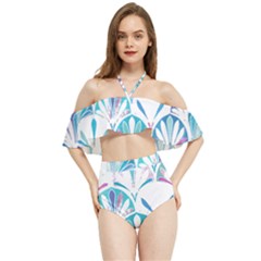 Pattern T- Shirt Glamorous Twenties Art Deco Pastel Pattern T- Shirt Halter Flowy Bikini Set  by maxcute