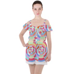 Pop Art T- Shirt Pop Art Color Wheel T- Shirt Ruffle Cut Out Chiffon Playsuit by maxcute