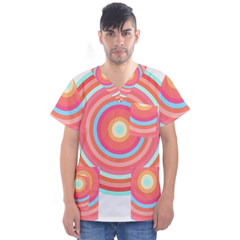 Pop Art T- Shirt Pop Mod Circles #4 T- Shirt Men s V-neck Scrub Top by maxcute