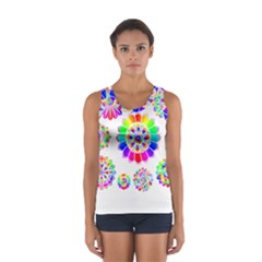 Rainbow Flowers T- Shirt Rainbow Psychedelic Floral Power Pattern T- Shirt Sport Tank Top  by maxcute