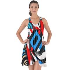 Abstract Background Pattern Show Some Back Chiffon Dress