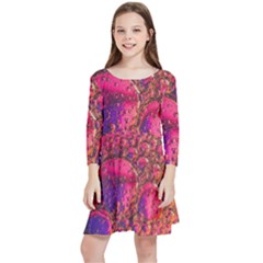 Colorful Bubbles Abstract Art Kids  Quarter Sleeve Skater Dress