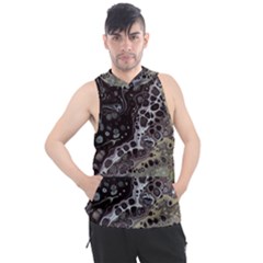 Black Marble Abstract Pattern Texture Men s Sleeveless Hoodie by Jancukart