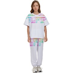 Silhouette Design T- Shirt Vintage Leaves Silhouette Design Border Pastel Colours T- Shirt Kids  Tee And Pants Sports Set