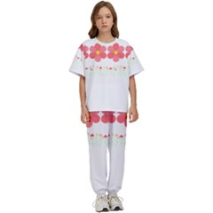 Spring T- Shirt Spring Flowers T- Shirt Kids  Tee And Pants Sports Set