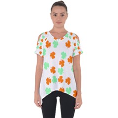 St Patricks Day T- Shirt Green White Orange Shamrock Pattern T- Shirt Cut Out Side Drop Tee by maxcute